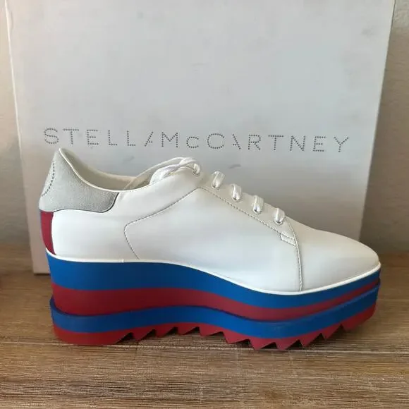 Stella McCartney Sneak Elyse Platforms, Red White and Blue, size 40.5 US10.5 NIB - Picture 9 of 15